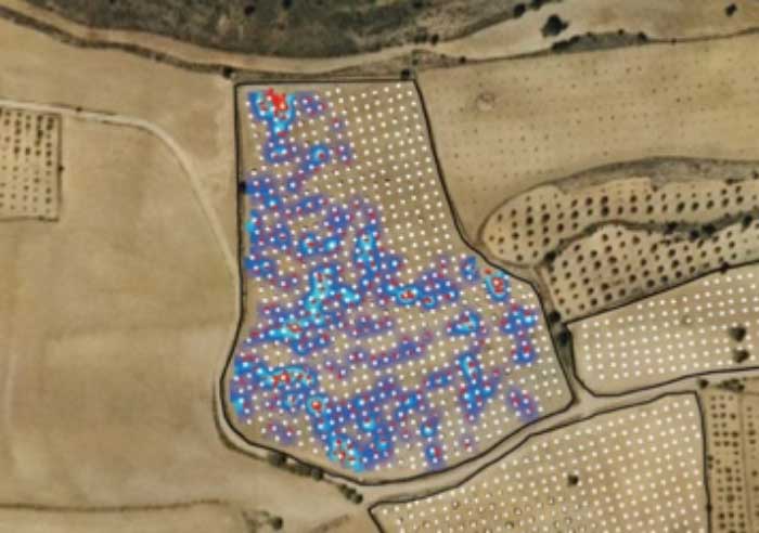 GIS mapping overlay made with GPS showing productive zones